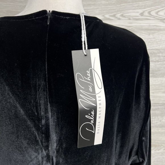 DALIA MACPHEE Plus Size 2X Velvet Surplice Bodice Shine Button Dress NWT - Picture 5 of 12